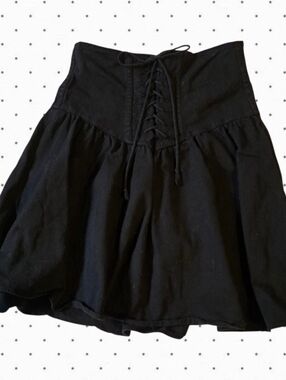 EZ LA 100% cotton Black lace up corseted lace up skirt